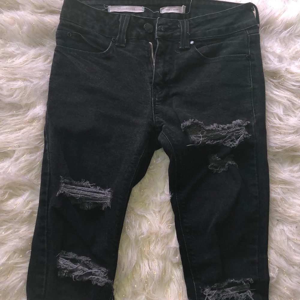 High Rise Distressed Ankle Denim